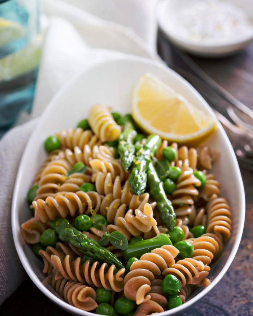 Whole-Wheat Spaghetti with Grilled Asparagus and Scallions